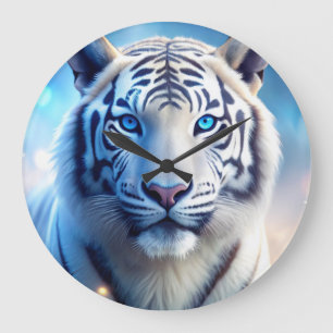 White Tiger Große Wanduhr