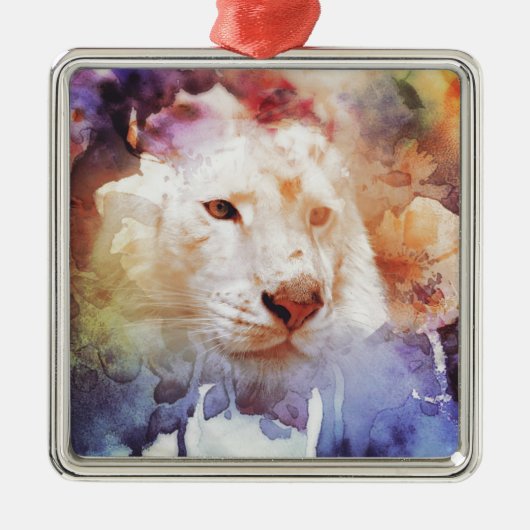 White Tiger Grunge Ornament Aus Metall (Vorne)