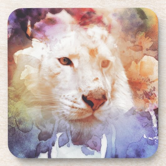 White Tiger Grunge Untersetzer (Vorderseite)