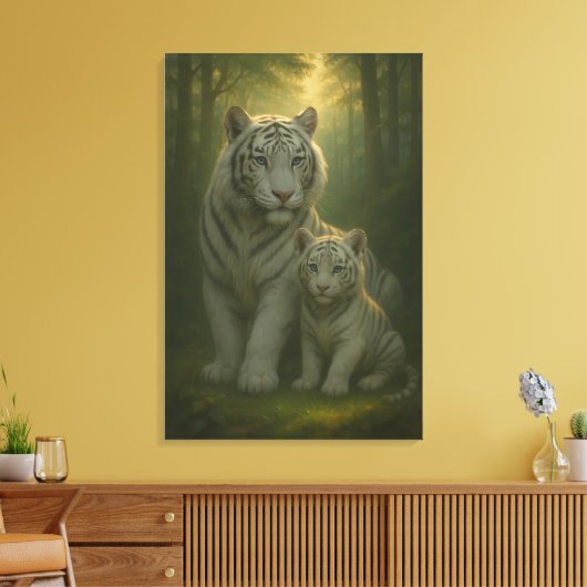 White Tiger – Guardian of Light – ManJiangHong Art Leinwanddruck (Insitu (Wohnzimmer))