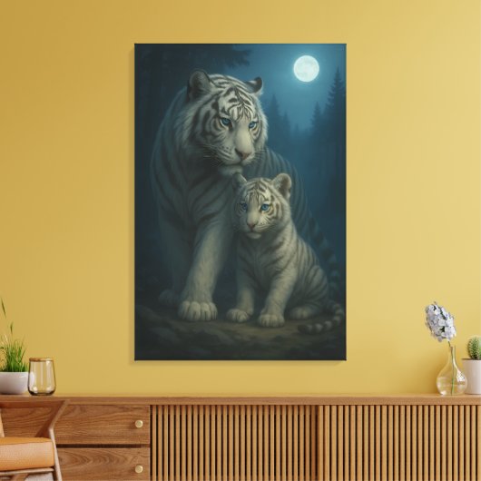 White Tiger – Guardian of Light – ManJiangHong Art Leinwanddruck (Insitu (Wohnzimmer))