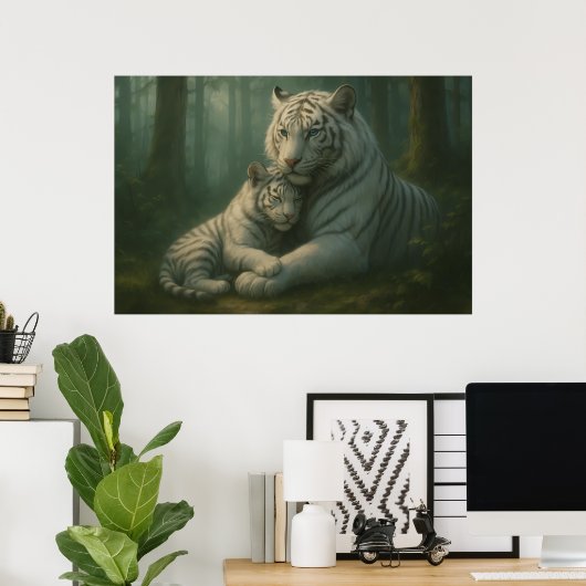 White Tiger – Guardian of Light – ManJiangHong Art Poster (Heimbüro)