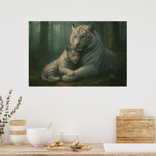 White Tiger – Guardian of Light – ManJiangHong Art Poster (Küche)