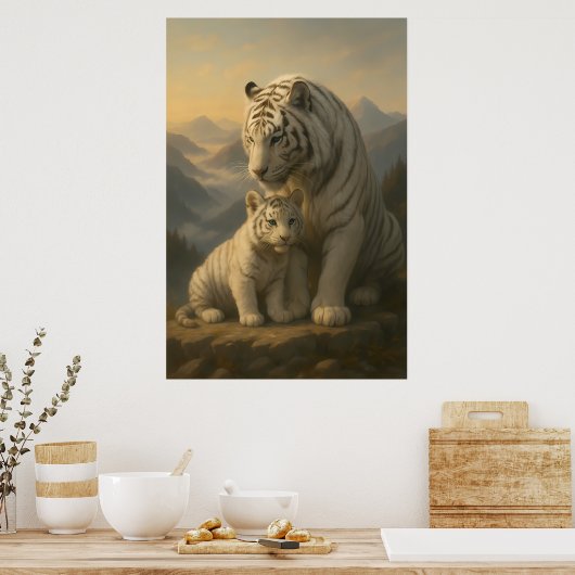 White Tiger – Guardian of Light – ManJiangHong Art Poster (Küche)