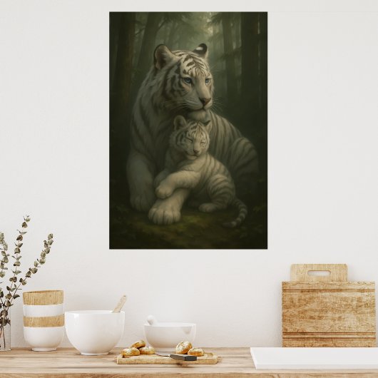 White Tiger – Guardian of Light – ManJiangHong Art Poster (Küche)