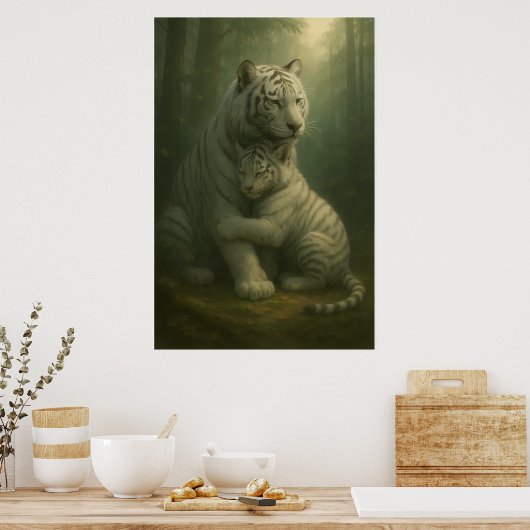 White Tiger – Guardian of Light – ManJiangHong Art Poster (Küche)