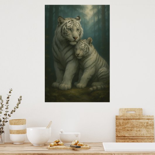 White Tiger – Guardian of Light – ManJiangHong Art Poster (Küche)