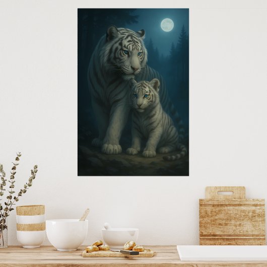 White Tiger – Guardian of Light – ManJiangHong Art Poster (Küche)