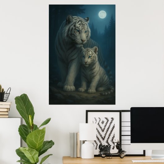 White Tiger – Guardian of Light – ManJiangHong Art Poster (Heimbüro)