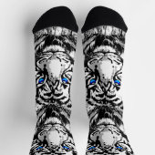White Tiger Head Socken - Tiger Socks Blue Eyes (Oben)