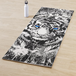 White Tiger Head - Tiger Blue Eyes Yoga Mat Yogamatte