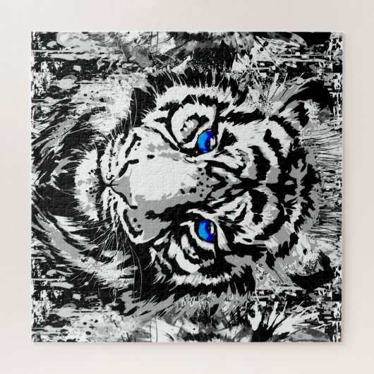 White Tiger Head - Tiger Portrait Jigsaw Puzzle (Horizontal)