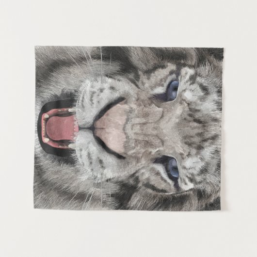 White Tiger Head  Wandteppich (Vorderseite (Horizontal))
