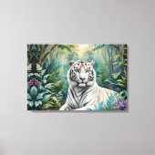 White Tiger Jungle Flora Leinwanddruck (Vorderseite)