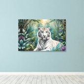 White Tiger Jungle Flora Leinwanddruck (Insitu (Holzboden))