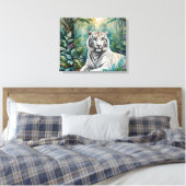 White Tiger Jungle Flora Leinwanddruck (Insitu (Schlafzimmer))