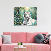 White Tiger Jungle Flora Leinwanddruck (Insitu (Wohnzimmer))