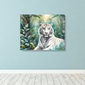 White Tiger Jungle Flora Leinwanddruck (Insitu (Holzboden))