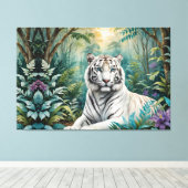 White Tiger Jungle Flora Leinwanddruck (Insitu (Holzboden))
