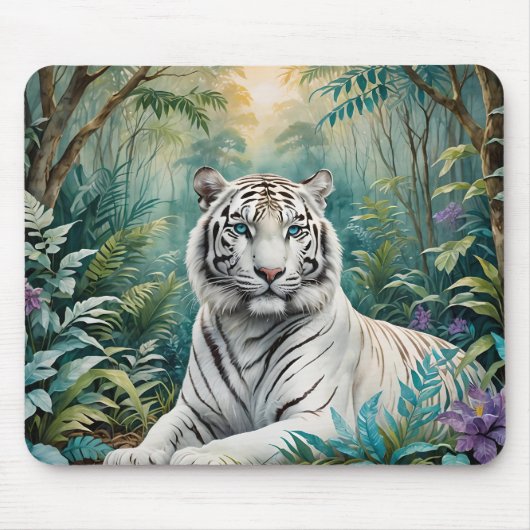 White Tiger Jungle Flora Mousepad (Vorne)