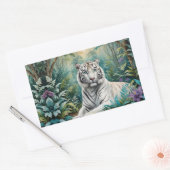 White Tiger Jungle Flora Rechteckiger Aufkleber (Umschlag)