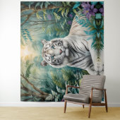 White Tiger Jungle Flora Wandteppich (Beispiel)
