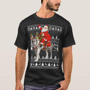 White Tiger Lover Santa Riding White Tiger Ugly Ch T-Shirt