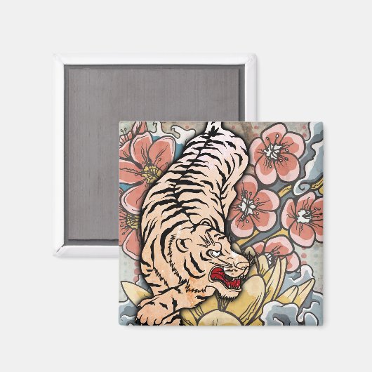 White Tiger Magnet (Vorderseite/Rückseite)