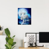 White Tiger Moon Art Poster/Print Poster (Heimbüro)