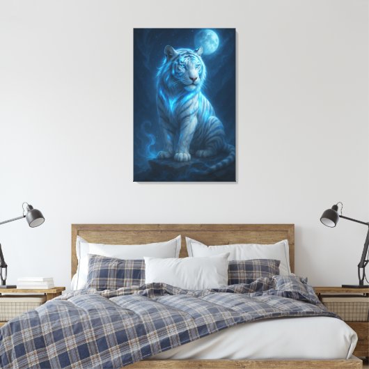 White Tiger – Moonlit Mystical Scene | ManJiangHon Leinwanddruck (Insitu (Schlafzimmer))