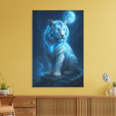 White Tiger – Moonlit Mystical Scene | ManJiangHon Leinwanddruck (Insitu (Wohnzimmer))