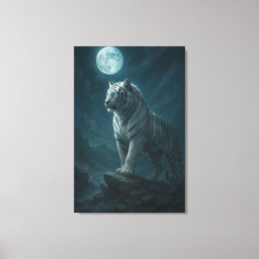 White Tiger – Moonlit Mystical Scene | ManJiangHon Leinwanddruck (Vorderseite)
