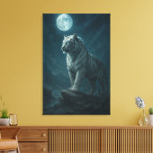 White Tiger – Moonlit Mystical Scene | ManJiangHon Leinwanddruck (Insitu (Wohnzimmer))