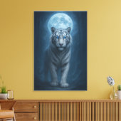 White Tiger – Moonlit Mystical Scene | ManJiangHon Leinwanddruck (Insitu (Wohnzimmer))