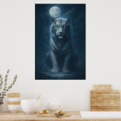 White Tiger – Moonlit Mystical Scene | ManJiangHon Poster (Küche)