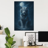 White Tiger – Moonlit Mystical Scene | ManJiangHon Poster (Heimbüro)