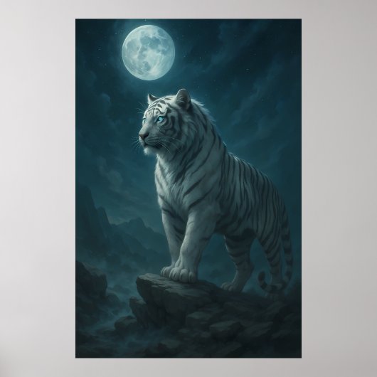 White Tiger – Moonlit Mystical Scene | ManJiangHon Poster (Vorne)