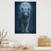 White Tiger – Moonlit Mystical Scene | ManJiangHon Poster (Küche)