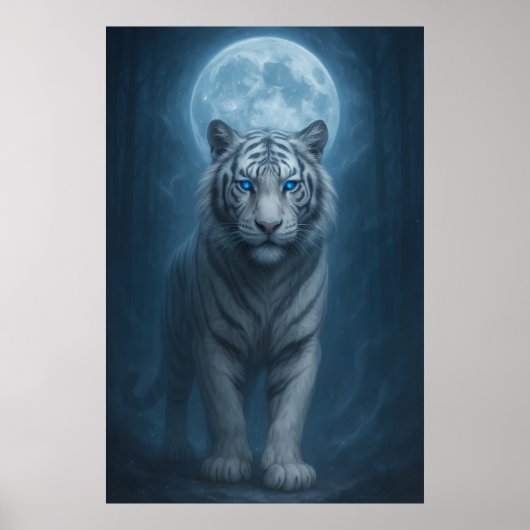 White Tiger – Moonlit Mystical Scene | ManJiangHon Poster (Vorne)
