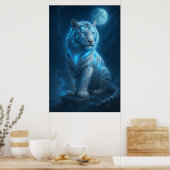 White Tiger – Moonlit Mystical Scene | ManJiangHon Poster (Küche)
