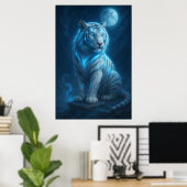 White Tiger – Moonlit Mystical Scene | ManJiangHon Poster (Heimbüro)