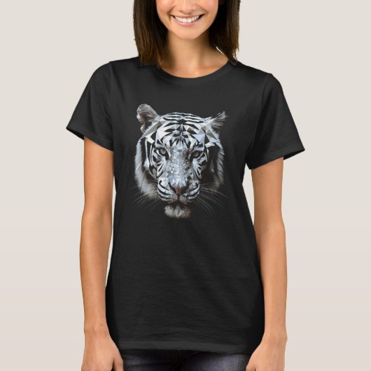 White tiger polygon  animal motif tiger T-Shirt (Vorderseite)