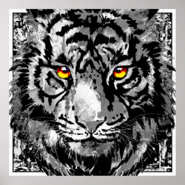 White Tiger Poster - Tiger Kopf Kunstdrucken