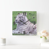 White Tiger Quadratische Wanduhr (Zuhause)