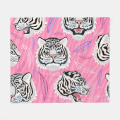 White Tiger Roar: Dschungel-Regenwaldmuster Fleecedecke (Vorderseite (Horizontal))