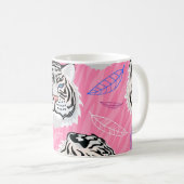 White Tiger Roar: Dschungel-Regenwaldmuster Kaffeetasse (VorderseiteRechts)