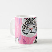 White Tiger Roar: Dschungel-Regenwaldmuster Kaffeetasse (Vorderseite Links)