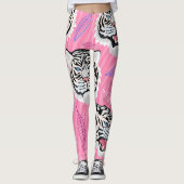 White Tiger Roar: Dschungel-Regenwaldmuster Leggings (Vorderseite)