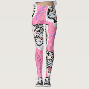 White Tiger Roar: Dschungel-Regenwaldmuster Leggings