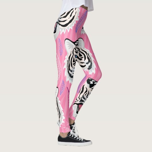 White Tiger Roar: Dschungel-Regenwaldmuster Leggings (Rechts)